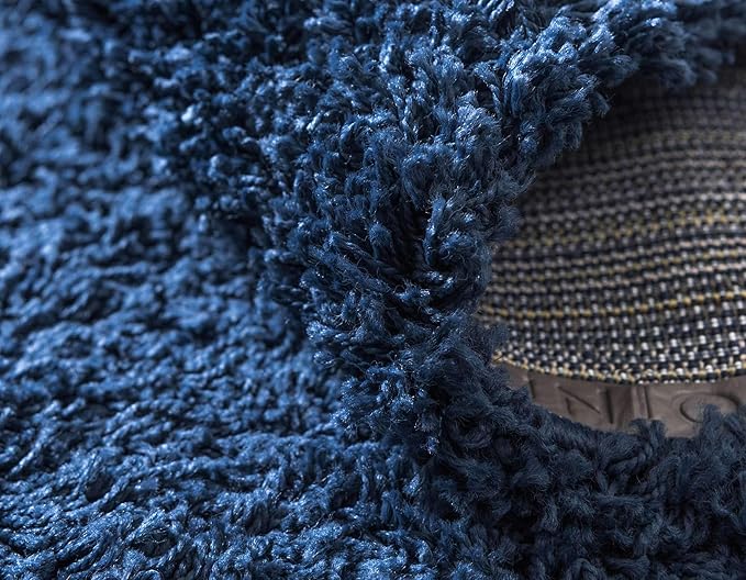 Unique Loom Solid Shag Collection Area Rug (2' 6" x 16' 5" Runner, Sapphire Blue/ Navy Blue)