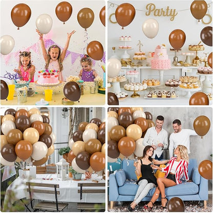 Brown Balloons, 12 Inch Neutral Balloons, Retro Coffee Brown Apricot Sand White Balloon Nude Latex Balloon Helium for Wedding Fall Baby Shower Thanksgiving Cowboy Theme Birthday Decorations