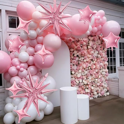 Pink Star Balloon,16Pcs Light Pink Star Foil Balloons Set with 22Inch Explosion Spike Cone Balloons and 10Inch Quadrangle Helium Balloon for Birthday Wedding Baby Shower Party Decorations