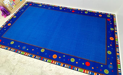 ABC Dots School Rug, 6' x 8'6" Rectangle, Educational Classroom Rug, Kids Learning Play Mat | Area Rug for Bedroom or Playroom