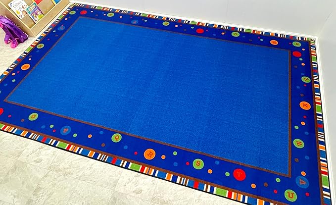 ABC Dots School Rug, 7'6" x 12' Rectangle, Multicolored, Educational Classroom Rug, Kids Learning Play Mat | Area Rug for Bedroom or Playroom