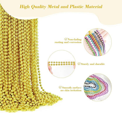 YAXINRUI 30 PCS Mardi Gras Beads, Party Beads Necklaces for Mardi Gras, Christmas, St. Patrick's Day, Party Favors, Metallic Colorful Throw Beads Accessories in 10 Colors