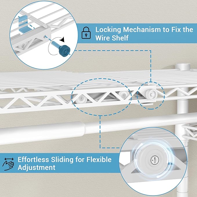 VIPEK X3 Expandable Heavy Duty Clothes Rack Adjustable from 5'2" to 8' with Flexible Shelves and Hanger Rods, Large Freestanding Clothing Racks for Hanging Clothes, Max Load 1210LBS, White