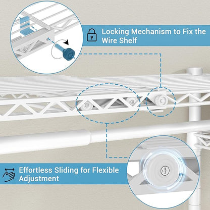 VIPEK X3 Expandable Heavy Duty Clothes Rack Adjustable from 5'2" to 8' with Flexible Shelves and Hanger Rods, Large Freestanding Clothing Racks for Hanging Clothes, Max Load 1210LBS, White