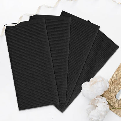 Homaxy Premium Kitchen Towels (18"x 28", 6 Pack), Large 100% Cotton Kitchen Hand Towels, Ultra Absorbent Ribbed Terry Tea Towels Set with Hanging Loop, Black
