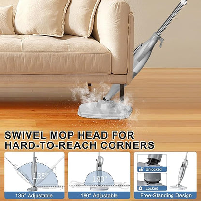 Steam Mop, 11-in-1 Powerful Steam Cleaner for Home with 11.8 OZ Water Tank & 23FT Power Cord, Handheld Detachable Steam Mops for Floor Cleaning MultiPurpose Steamer for Hardwood, Tile, Furniture
