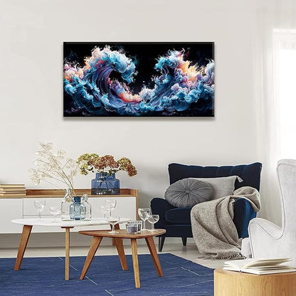 QSQ Canvas Art Wall Decor Colorful Waves Abstract Wall Art For Living Room Modern Canvas Prints Pictures Colorful Wall Art Picture For Bedroom Hotel Home Wall Decor 24 X 48 Inch