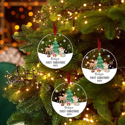 Baby's First Christmas Ornament 2025 - Acrylic Baby Ornaments for Christmas Tree - Baby's First for New Parents, Family, Baby Boy Or Baby Girl - Christmas Tree Hanging Decorations