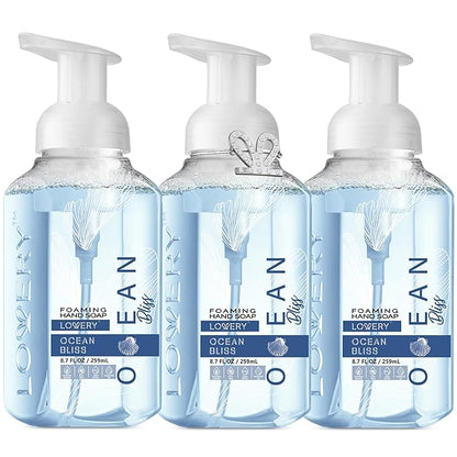 Foaming Hand Soap - Pack of 3 - Moisturizing Hand Soap with Aloe Vera & Essential Oils-Alcohol-Free Hand Wash in Ocean Bliss Fragrance-Scented Hand Wash for Kitchen or Bathroom-Free Swarovski Bracelet