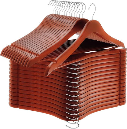 Utopia Home Premium Wooden Hangers 30 Pack - Durable & Slim Coat Hanger - Suit Hanger with 360-Degree Rotatable Hook - Wood Hangers with Shoulder Grooves (Cherry Color)