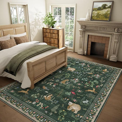 Machine Washable Rug for Living Room: 9x12 Area Rugs for Bedroom Stain Resistant Non Slip Low Pile Soft Lightweight Carpet Rug for Kitchen Dining Room Farmhouse Nursery Kids Room Playroom Indoor