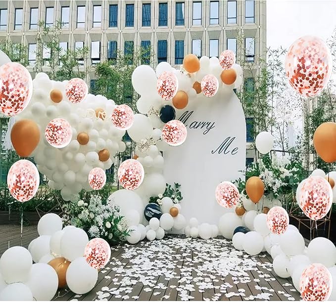 25pcs Rose Gold Foil Confetti Balloons, 12 inch Latex Balloons with Confetti Inside for Birthday Party Decoration