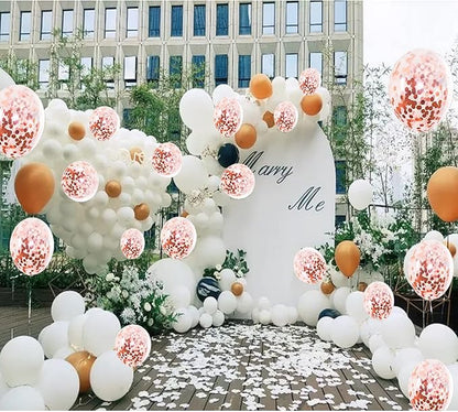 25pcs Rose Gold Foil Confetti Balloons, 12 inch Latex Balloons with Confetti Inside for Birthday Party Decoration