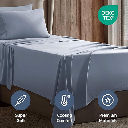Nestl Twin XL Sheet Set - College Dorm Size - Luxury 1800 Ultra-Soft Microfiber Twin Extra Long Bed Sheets - Deep Pockets - Easy Fit - Extra Soft - 3 Piece Set (Twin XL, Ice Blue)