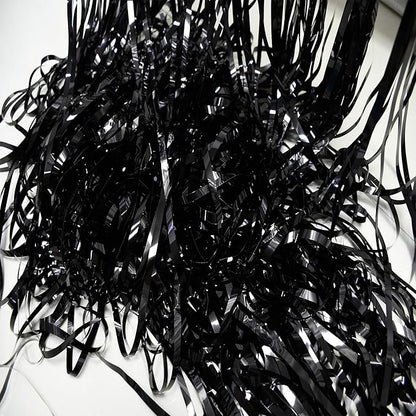 Foil Fringe Curtain Halloweens Party Decorations - Pure Black Tinsel Photo Backdrop Party Steamers Curtains for Christmas/New Years/Boy/Men/Birthdays/Music/Stranger Theme/Prom/Retirement Parties