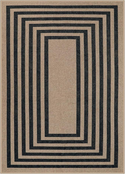 Lahome Modern Geometric Easy Jute Dining Room Rug, 5x7 Modern Rugs for Living Room Washable Kitchen Mat, Large Non Slip Farmhouse Indoor Outdoor Carpet for Bedroom Dorm RV