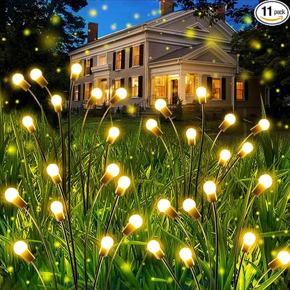 OZS 12 Pack Total 96 LED Solar Garden Lights Fairy Outdoor - Solar Firefly Lights Outdoor, Sway by Wind, Waterproof for Garden Patio Pathway Fairy Decoration (Warm White)