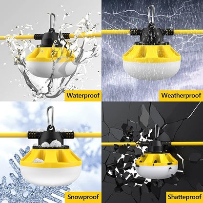 200FT Construction String Lights LED Industrial Grade Best for Construction Sites, Renovation, Walkways,Patio，Mine cave, Outdoor, and Other Outdoor Lighting Solutions Use,Free for Climbing Hook