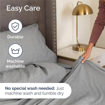 Split King Size 5 Piece Sheet Set - Comfy Breathable & Cooling Bed Sheets Set - Hotel Luxury Bedding for Women, Men, Kids, Teens, Boys & Girls - Deep Pockets & Wrinkle Free - Grey (Heathered Sheets)