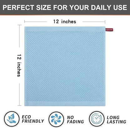 Kitinjoy 100% Cotton Kitchen Dish Cloths (12 X 12 Inches, Sky Blue),8 Pack Waffle Weave Ultra Soft Absorbent Dish Towels for Drying Dishes Quick Drying Kitchen Towels Dish Rags