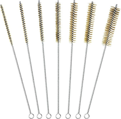 7Pcs Wire Tube Brushes Set,Brass Bottle Brush ,12" Long Wire Bore Brushes for Deep Cleaning Pipes,Tubes,Narrow Spaces, Engine Parts, Home Brew(1/4"-1" Sizes)
