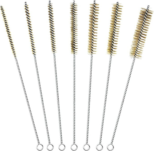 7Pcs Wire Tube Brushes Set,Brass Bottle Brush ,12" Long Wire Bore Brushes for Deep Cleaning Pipes,Tubes,Narrow Spaces, Engine Parts, Home Brew(1/4"-1" Sizes)