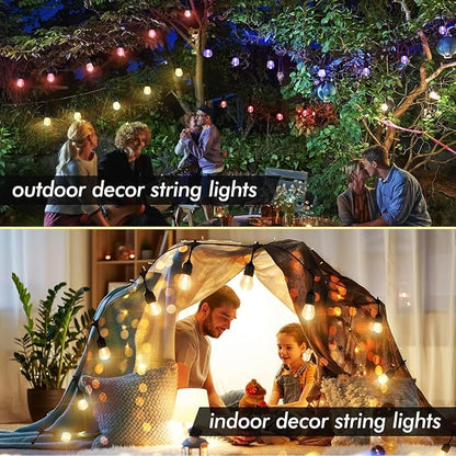 Solar Outdoor String Lights 48FT, Dimmable RGB Patio Lights with 8 Lighting Modes, Shatterproof Bulbs, Waterproof Commercial Grade String Lights for Garden, Yard