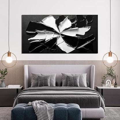 Abstract Wall Art Decoration Modern Wall Art Pictures for Living Room Abstract Canvas Art Wall Decor Minimalist Black and White Wall Art Prints Flowers Artwork for Walls Office Home Decor 20"X40"