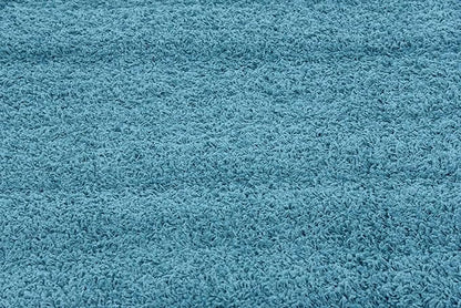 Unique Loom Solid Shag Collection Area Rug (8' Square, Deep Aqua Blue)
