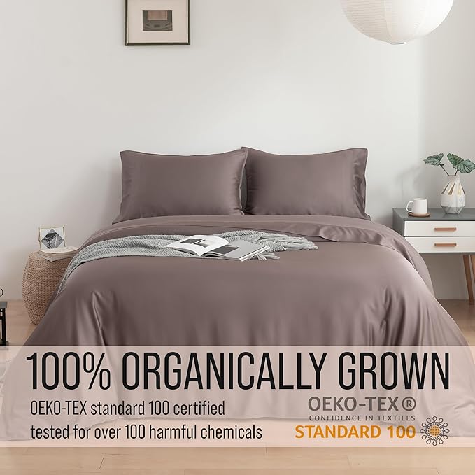 Bella Coterie Luxury Bamboo Viscose Split King Size Sheet Set | 100% Organically Grown | Ultra Soft | Cooling for Hot Sleepers | 18" Deep Pocket [Mocha]
