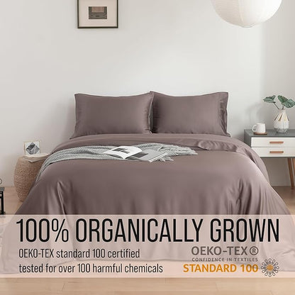 Bella Coterie Luxury Bamboo Viscose Split King Size Sheet Set | 100% Organically Grown | Ultra Soft | Cooling for Hot Sleepers | 18" Deep Pocket [Mocha]