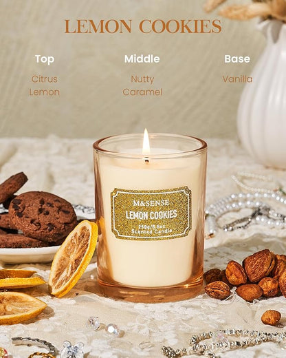 M&SENSE Lemon Scented Candles, Christmas Candles 8.8 oz, Vanilla Winter Holiday Candles Gifts for Women,Soy Candle for Winter Christmas Decor, 50 Hours Long Burning Candle