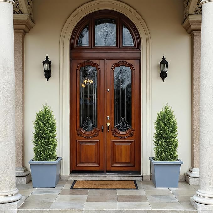 THE BLOOM TIMES 4ft Topiary Trees Artificial Outdoor Set of 2, UV Resistant Faux Cedar Pine Cypress Bushes & Shrubs, Fake Plants for Front Porch Outside Planter Patio Christmas Decor 4 Foot Tall