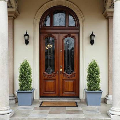 THE BLOOM TIMES 4ft Topiary Trees Artificial Outdoor Set of 2, UV Resistant Faux Cedar Pine Cypress Bushes & Shrubs, Fake Plants for Front Porch Outside Planter Patio Christmas Decor 4 Foot Tall