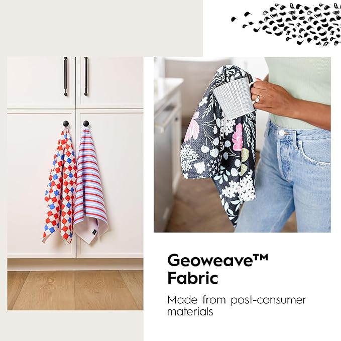 GEOMETRY Kitchen Towels - Quick Dry, Absorbent Microfiber Dish Towels for 4th of July, Memorial Day, Veterans Day, and Holiday Decor - Red, White, and Blue- Patriot Picnic