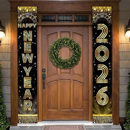 KatchOn, XtraLarge Happy New Year Banner - 72x12 Inch | New Years Decorations 2026 | New Years Eve Party Supplies 2026, Nye Decorations 2026 | Door Banner for Happy New Year 2026 | Nye Decor 2026