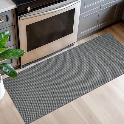 EARTHALL Woven Runner Rug 2x5 Ft Washable Runners for Hallways Cotton Non Slip Rubber Backed Kitchen Runner Braided Indoor Floor Carpet for Entryway, Hallway, Kitchen, Bedroom, Dark Gray