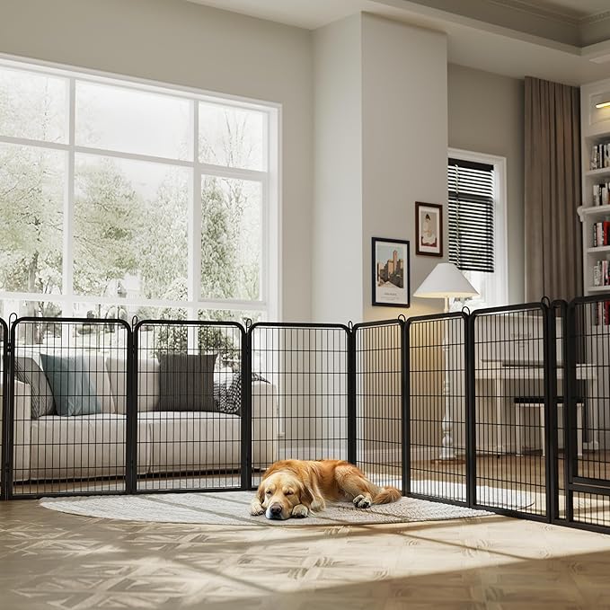 Yaheetech Dog Playpen Outdoor, 40 inch 8 Panels Dog Pen Indoor Heavy Duty Puppy Exercise Pen Metal Pet Fence for RV Camping/Yard/Garden