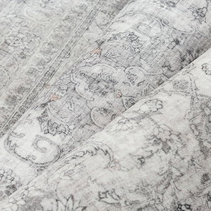 Gray Area Rug 8x10 for Living Room Washable Vintage Carpet Low Pile Non Slip Distressed Soft Traditional Retro Oriental Large Grey Accent Throw Rug Office Bedroom Dining Room Playroom