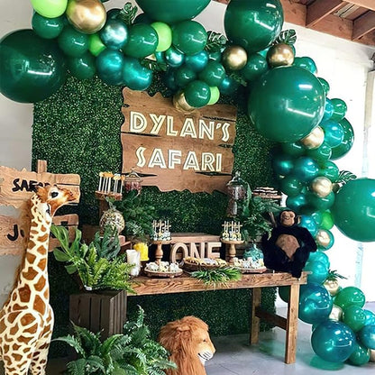 PartyWoo Dark Green Balloons 50 pcs 12 Inch and 120 pcs 5 Inch Hunter Emerald Forest Green Latex Helium Balloons for Graduation Christmas Mardi Gras Jungle Safari Birthday Party Decorations Green-F14