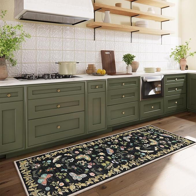 Washable Runners for Hallways Kitchen Rugs: 2'x6' Runner Rug Stain Resistant Non Slip Low Pile Soft Carpet Runners for Hallways Indoor Entryway Kitchen Laundry Room Bedroom Bedside Farmhouse