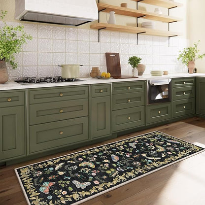 Washable Runners for Hallways Kitchen Rugs: 2'x6' Runner Rug Stain Resistant Non Slip Low Pile Soft Carpet Runners for Hallways Indoor Entryway Kitchen Laundry Room Bedroom Bedside Farmhouse