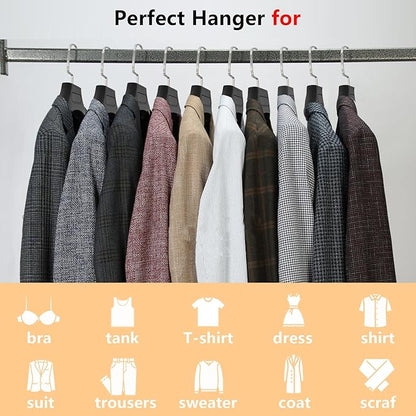 DEDU Suit Hangers for Men 30 Pack Width 17.7", Black Coat Hangers no Shoulder Bump Non Slip for Thick Sweaters, Plastic Extra Wide Shoulder with Pants Bar & Metal Hook