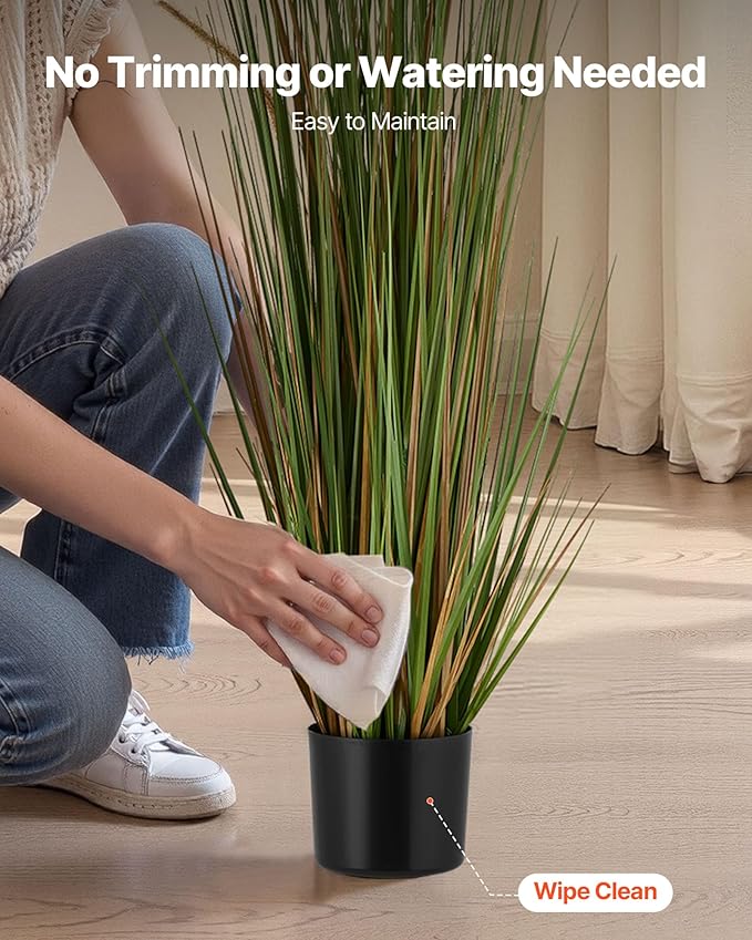 VEVOR Artificial Grass Plant, 2 Pack 47 inch Horsetail Reed Grass in Pot, Premium PVC Faux Fake Greenery Shrubs Plant for Indoor Outdoor House Home Garden Office Room Décor, Housewarming, Green