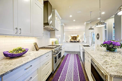 Custom Cut Hallway Runner Rug, Slip Resistant, 31 Inch Wide X Your Choice of Length, Damask Lilac, 31 Inch X 19 feet