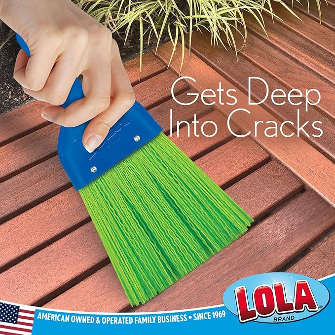 LOLA Heavy Duty Whisk Broom, Hand Brush, 2 Pack Durable Bristles, Whisks Away Dirt & Debris, Compact, Hang Hole for Easy Storage, Indoor/Outdoor