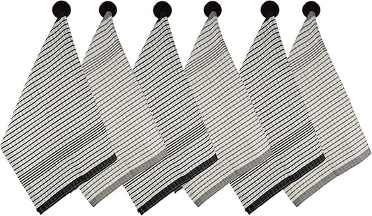 6 Pack Cotton Kitchen Towels – 29.5 x 19.5 Inches Grey & White Checkered Tea Towels, Absorbent Dish Cloths & Kitchen Drying Towels, Quick-Dry Hand Towels with Hanging Loop, Durable, Woven Design