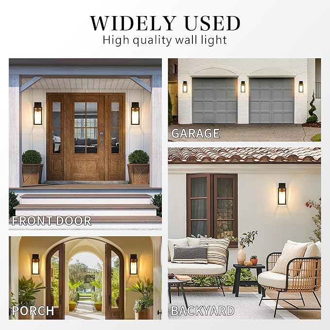 Motion Sensor Dawn to Dusk Outdoor Sensor Light Fixture Anti-Rust Exterior Wall Lighting Waterproof Outdoor Wall Lantern for Porch Patio Front Door Garage - 2 Pack