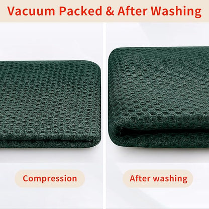 Homaxy 100% Cotton Waffle Weave Kitchen Dish Towels, Ultra Soft Absorbent Quick Drying Cleaning Towel, 20x28 Inches, 4-Pack, Blackish Green