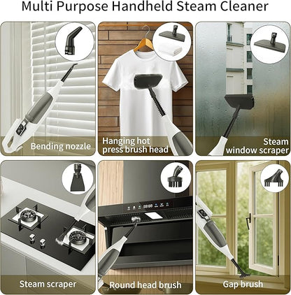 Steam Mop with 13 Accessories,Steam Cleaner Home Use,Floor Scrubber spin mop for Hard Wood Floors,tile Scrub Steamer Deep Cleaning,Carpet, 4 Washable Mop Pads, 550ml Capacity,30 Second Heat-Up